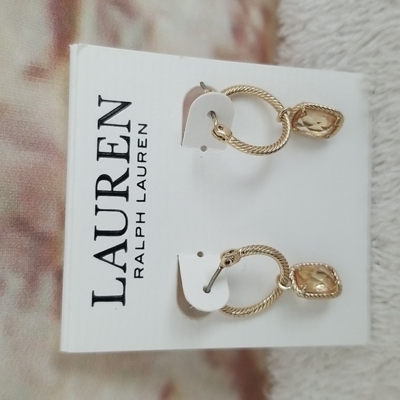 New Ralph Lauren Rope Stone Huggie Earrings - Picture 1 of 7